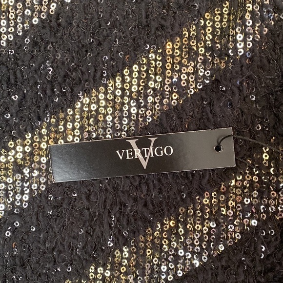 NWT VERTIGO Shift dress Womens Evening sequins Metallic Event Party Chevron XL - Picture 5 of 10